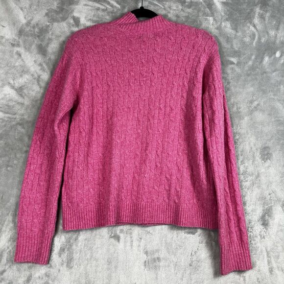 J. Crew Womens Pullover Sweater Size Medium Cable Knit Pink Cottage Core - Picture 10 of 10